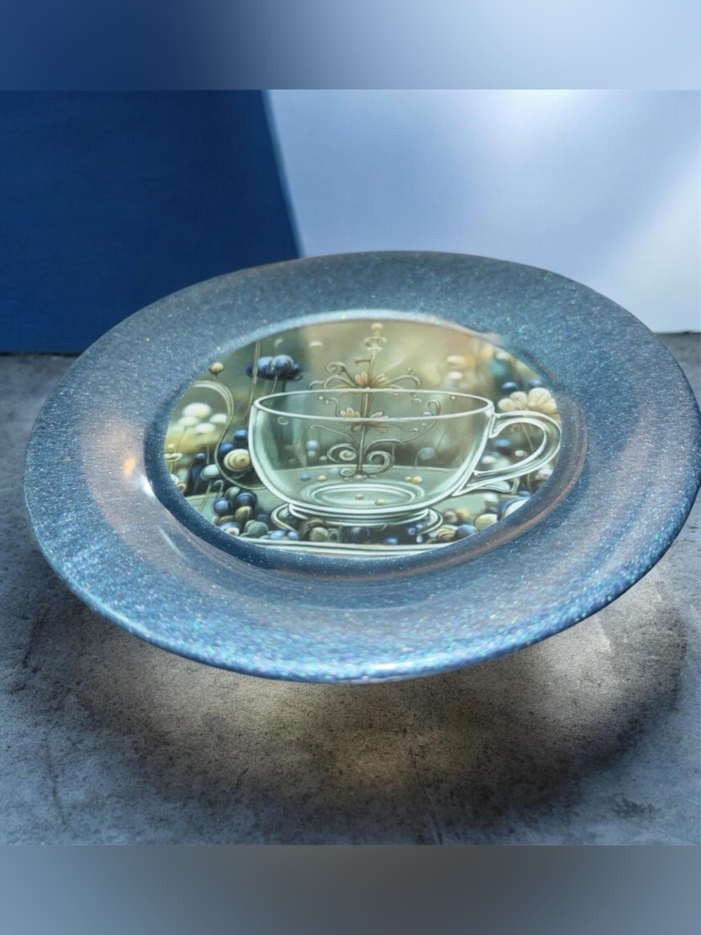 NORE’S NOVELTIES Handcrafted Decorative Trinket Saucer/ Dish “TEATIME”